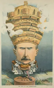 Industrialists Prints: THE KING OF THE COMBINATIONS cartoon of John D