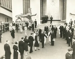 Monarchs Prints: King George VI and Queen Elizabeth greet visitors