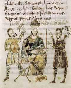Miniatures Prints: King John, illustration of the Codex legum Longobardorum