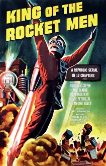 Space Suit Prints: KING OF THE ROCKET MEN, Tristram Coffin (in the rocket suit') on a 1956 re-issue 1-sheet poster