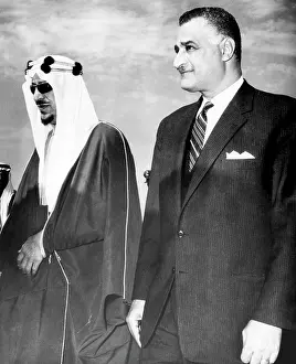 Middle East Prints: King Saud of Saudi Arabia, President of the United Arab Republic Gamal Abdel Nasser