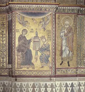 Opulence Prints: King William II offering to the Virgin the temple of Monreale