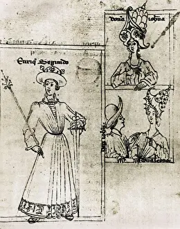 Regal Prints: Kingdom of Castile (14th c.). The king Enrique II of Castile (left)