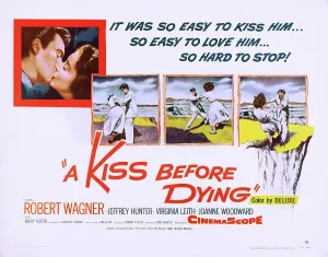 Falling Prints: A KISS BEFORE DYING, US lobbycard, 1956