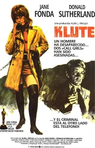 Necktie Prints: KLUTE, l-r: Jane Fonda, Donald Sutherland on Spanish poster art, 1971