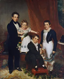Brothers Prints: THE KNAPP CHILDREN, by Samuel Lovett Waldo, 1833-34, American painting, oil on canvas