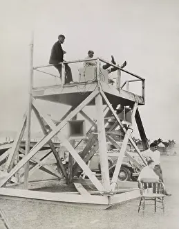 Indiana Prints: Knute Rockne, seated on coaching tower