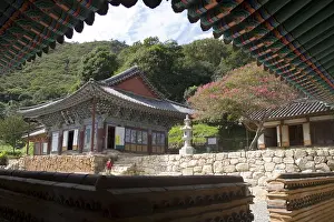Spring Prints: KOREA. Baekryonsa Temple. Main temple