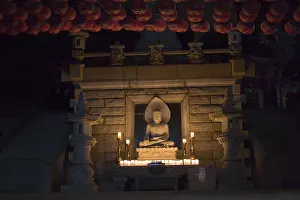Korea Prints: KOREA. Seoul. Buddha, enlightened with candles during his anniversary in a monastery in the surroundings of Seoul