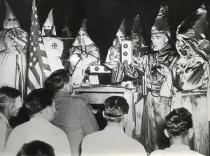 Demonstrators Prints: Ku Klux Klan initiation at Stone Mountain near Atlanta, Georgia. June 15, 1949. Dr