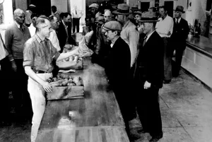 Economic Crisis Prints: LA County Relief Agency gives out food during the Great Depression