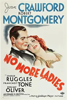 1935 Movies Prints: NO MORE LADIES, l-r: Robert Montgomery, Joan Crawford on poster art, 1935