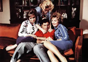 Films By Jerry Lewis Prints: THE LADIES MAN, seated from left: Sylvia Lewis, Jerry Lewis, Patricia Blair, 1961