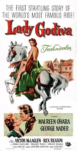 LADY GODIVA OF COVENTRY, (aka LADY GODIVA), US poster art, top: Maureen O'Hara; bottom left: Maureen O'Hara, George Nader, 1955