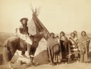 Mounted Prints: Lakota women, three with babies infants in cradleboards