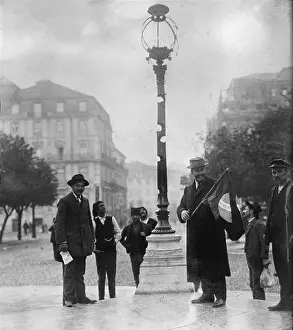 Accident Prints: Lamp post which suffered from shell fire, photograph, circa 1900s-1920s