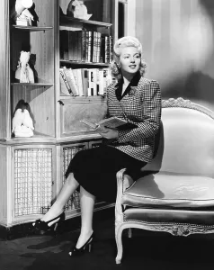 Lana Prints: Lana Turner in double breasted collarless jacket, 1941