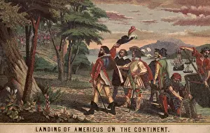 Explorers Prints: Landing of Amerigo Vespucci on the Continent, 1501-1502