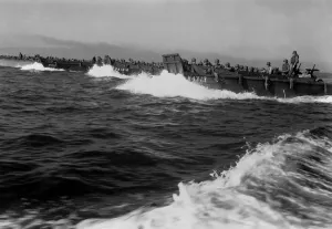 Lcgr1311 Prints: Landing barges, in Lingayen Gulf