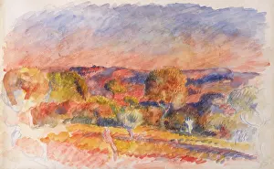 Scrubs Prints: Landscape, by Auguste Renoir, 1889, French impressionist watercolor painting on paper