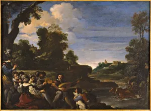 Two Animals Prints: Landscape with concert (Rustic Concert)