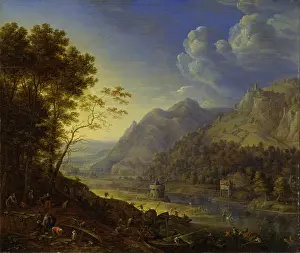 Bush Prints: Landscape with Figures and Boats Near a River