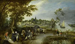Boats Prints: Landscape with Figures and a Village Fair