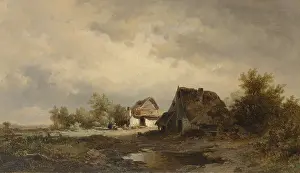 Brush Prints: Landscape with Huts on the Heath