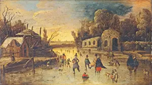 Twilight Prints: Landscape with Skaters, after Jan van de Velde II