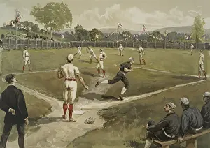 Sport Prints: Late 19th century baseball game on a sports field
