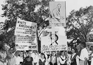 Khrushchev Prints: Latvian Society of Iowa protests Soviet Premier Khrushchev's visit to Iowa