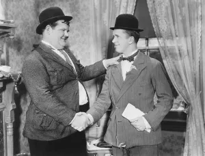 LAUGHING GRAVY, from left: Oliver Hardy, Stan Laurel, 1931