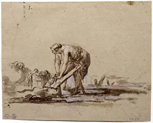 Rough Outline Prints: Laundress, by Alessandro Magnasco known as Lissandrino