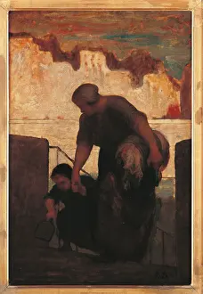 Stairs Prints: The Laundress, by Honor Daumier