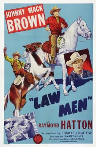 Johnny Mack Prints: LAW MEN, US poster art, left: Raymond Hatton; center and right: Johnny Mack Brown, 1944