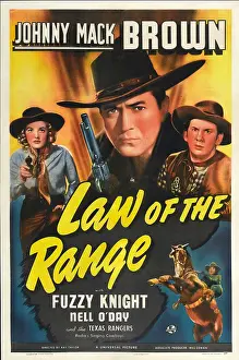 Knight Prints: LAW OF THE RANGE, from left: Nell O'Day, Johnny Mack Brown, Fuzzy Knight, 1941