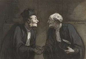 Lawyers Prints: Two Lawyers Shake Hands, by Honore Daumier
