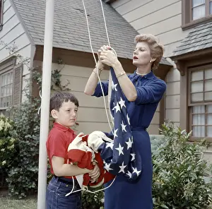 1950s Tv Prints: LEAVE IT TO BEAVER, from left, Jerry Mathers, Barbara Billingsley, 1957-63 (1958 photo)