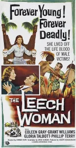 Skulls Prints: THE LEECH WOMAN, US poster art, insert, from left: Coleen Gray, Grant Williams, 1960