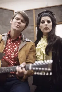 Singing Prints: From left: Glen Campbell, Bobbie Gentry during the recording of their Duets album at Capitol Studios
