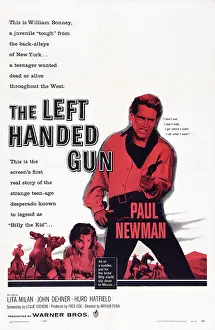 Images Dated 14th June 2014: THE LEFT HANDED GUN, US poster art, from left: Lita Milan, Paul Newman, 1958