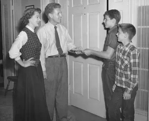 Nelson Prints: From left: Harriet Nelson, Ozzie Nelson, Harriet Nelson, David Nelson, 1950s