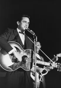 Country Music Prints: From left: Johnny Cash (with Gibson acoustic guitar)