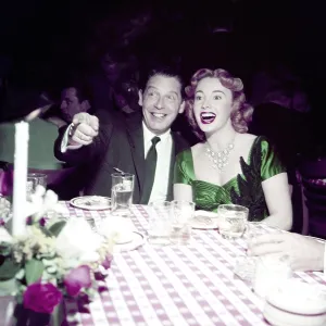 Restaurant Prints: From left: Milton Berle, Audrey Meadows, at restaurant, circa 1950s