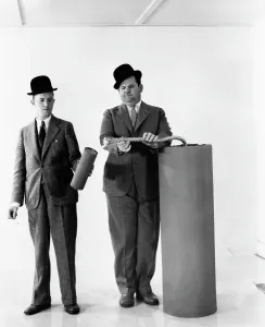 Fourth Of July Prints: From left, Stan Laurel, Oliver Hardy, celebrating the Fourth of July, ca. 1930s