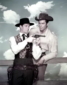 Hugh Prints: From left, TV western stars Hugh O'Brian (THE LIFE AND LEGEND OF WYATT EARP)