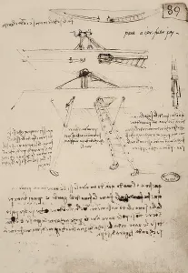 Firenze Prints: LEONARDO DA VINCI (1452-1519). Design of an elevated support with stairs