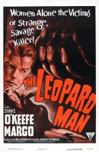 1943 Movies Prints: THE LEOPARD MAN, US re-issue poster, from top: Dennis O'Keefe, Margo, 1943