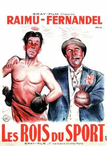 Bare Chested Prints: LES ROIS DU SPORT, French poster art, from left: Fernandel, Raimu, 1937