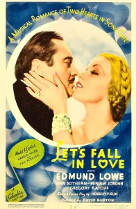 Braids Prints: LET'S FALL IN LOVE, from left: Edmund Lowe, Ann Sothern on midget window card, 1933